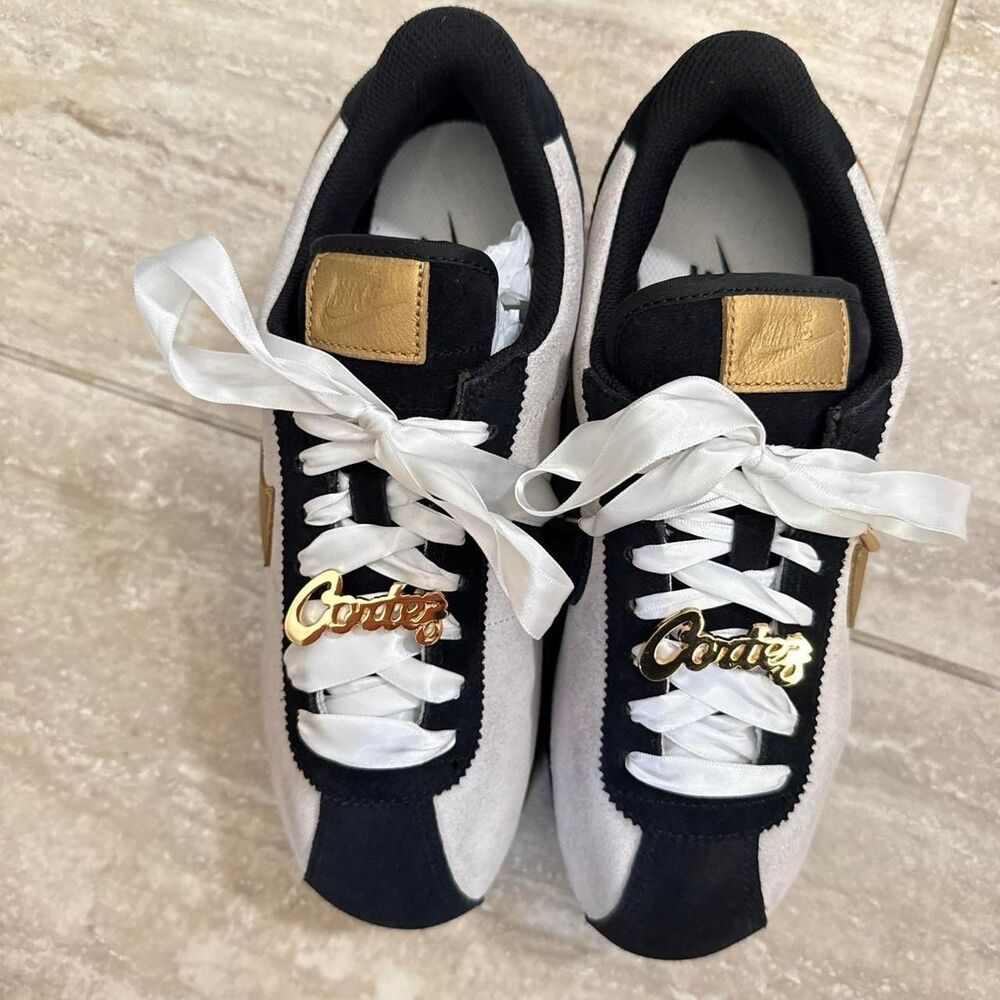 RARE Nike Cortez white gold black platform trainers sneaker Womens Size US 9 - Picture 4 of 8